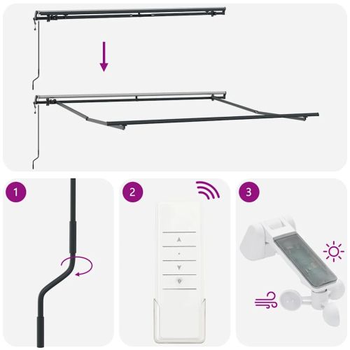 Автоматично прибираща се тента, кафяв, 300x250 см