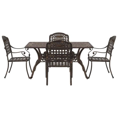 Комплект за хранене в градината 5 pcs Бронзов Алуминий