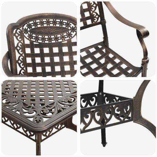 Комплект за хранене в градината 5 pcs Бронзов Алуминий