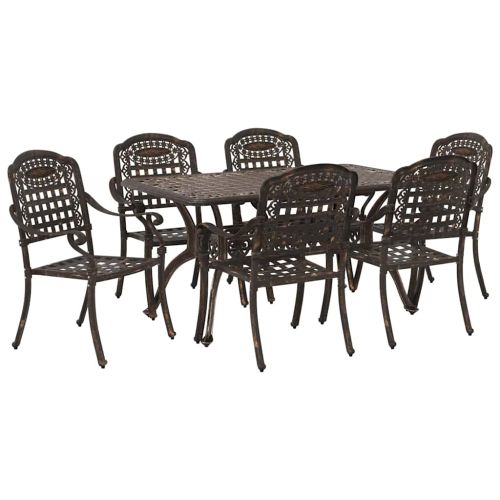 Комплект за хранене в градината 7 pcs Бронзов Алуминий