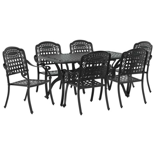 Комплект за хранене в градината 7 pcs Черно Алуминий