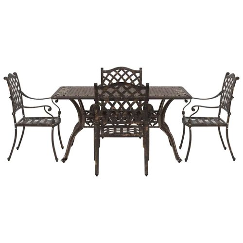 Комплект за хранене в градината 5 pcs Бронзов Алуминий