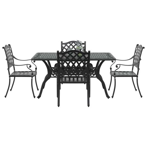 Комплект за хранене в градината 5 pcs Черно Алуминий