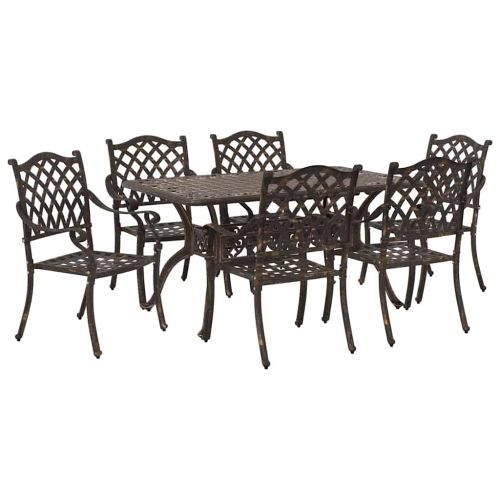 Комплект за хранене в градината 7 pcs Бронзов Алуминий