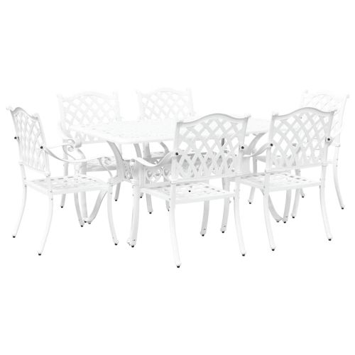 Комплект за хранене в градината 7 pcs Бяло Алуминий