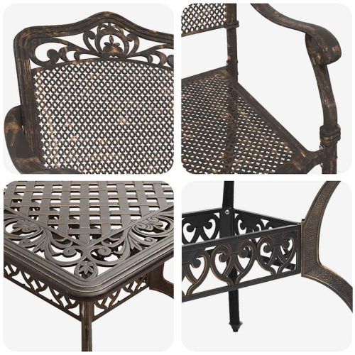 Комплект за хранене в градината 5 pcs Бронзов Алуминий