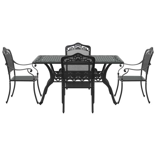 Комплект за хранене в градината 5 pcs Черно Алуминий