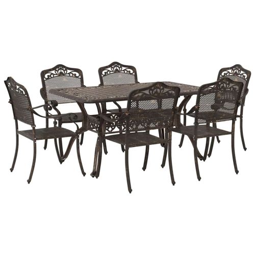 Комплект за хранене в градината 7 pcs Бронзов Алуминий