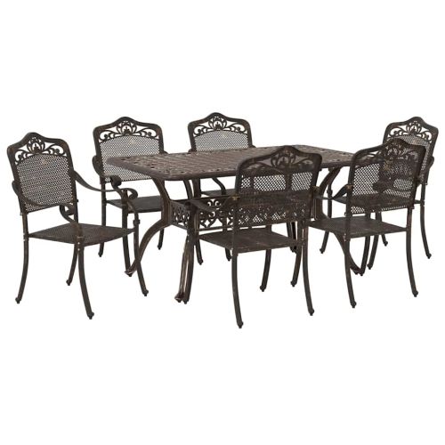 Комплект за хранене в градината 7 pcs Бронзов Алуминий