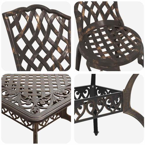 Комплект за хранене в градината 5 pcs Бронзов Алуминий