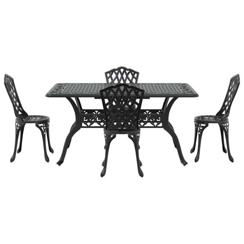 Комплект за хранене в градината 5 pcs Черно Алуминий