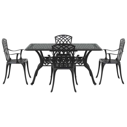 Комплект за хранене в градината 5 pcs Черно Алуминий