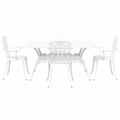 Комплект за хранене в градината 5 pcs Бяло Алуминий