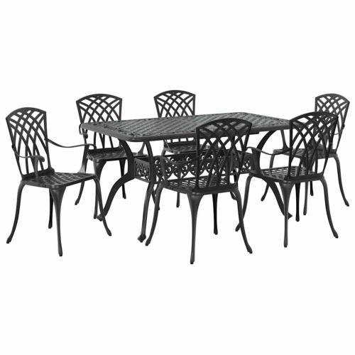 Комплект за хранене в градината 7 pcs Черно Алуминий