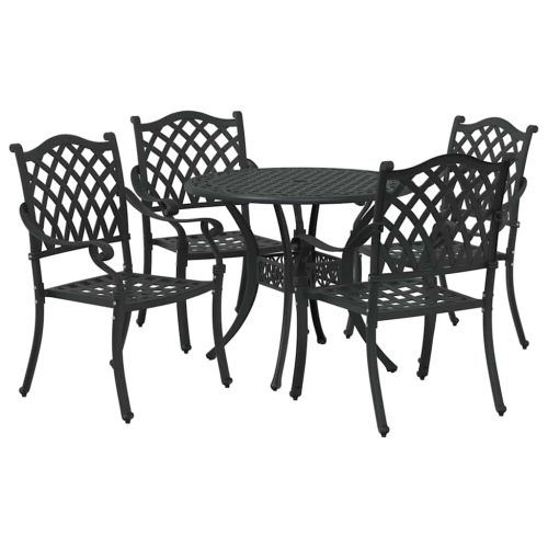 Комплект за хранене в градината 5 pcs Черно Алуминий