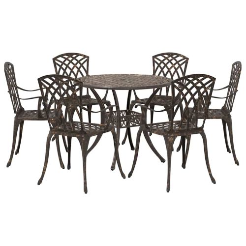 Комплект за хранене в градината 7 pcs Бронзов Алуминий