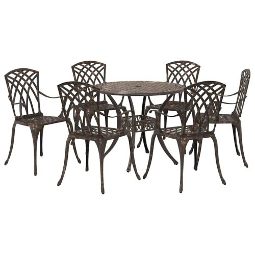 Комплект за хранене в градината 7 pcs Бронзов Алуминий