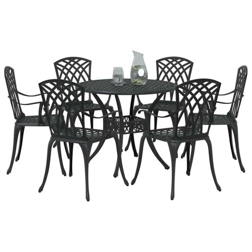 Комплект за хранене в градината 7 pcs Черно Алуминий