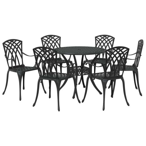 Комплект за хранене в градината 7 pcs Черно Алуминий