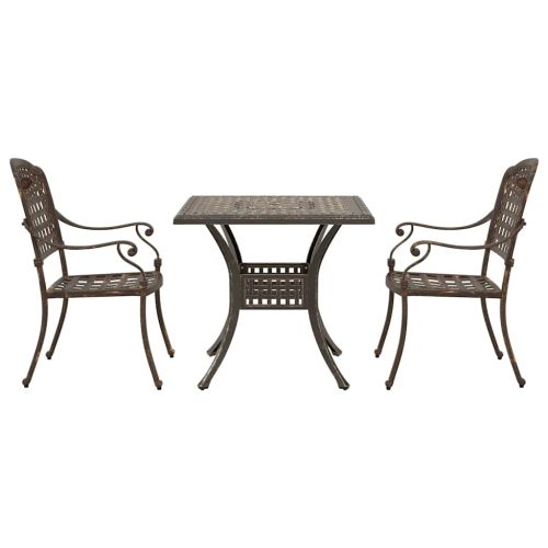 Комплект градинска маса 3 pcs Бронзов Лят алуминий