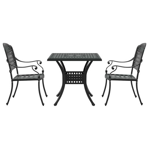 Комплект градинска маса 3 pcs Черно Лят алуминий