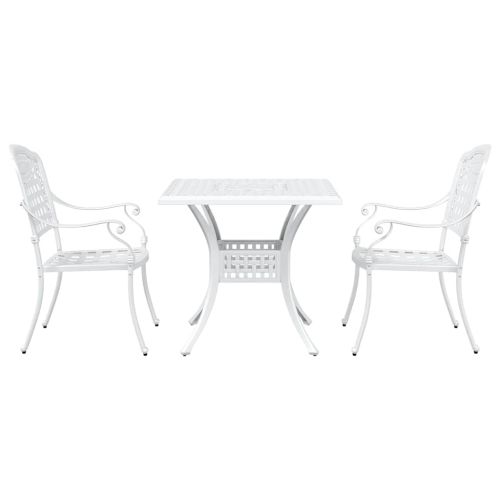 Комплект градинска маса 3 pcs Бяло Лят алуминий
