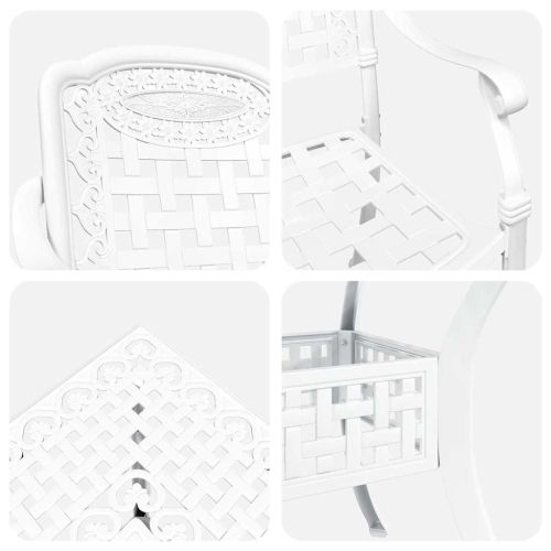 Комплект градинска маса 5 pcs Бяло Лят алуминий