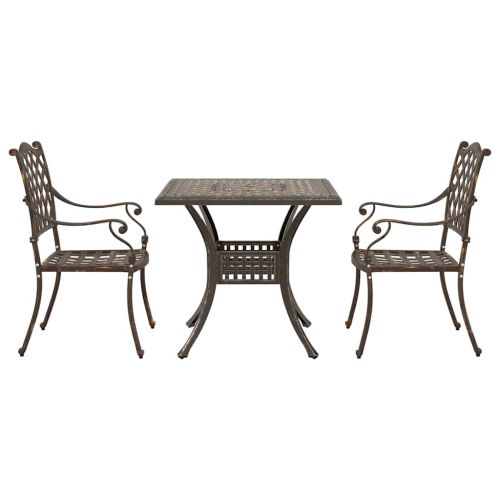 Комплект градинска маса 3 pcs Бронзов Лят алуминий