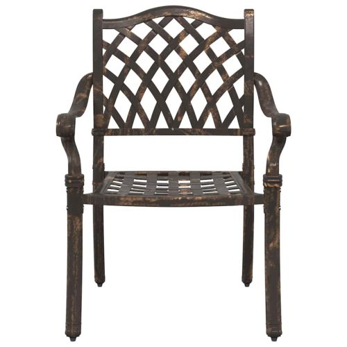 Комплект градинска маса 3 pcs Бронзов Лят алуминий