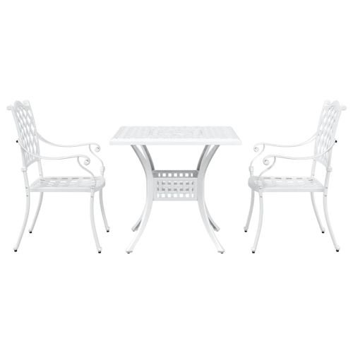 Комплект градинска маса 3 pcs Бяло Лят алуминий