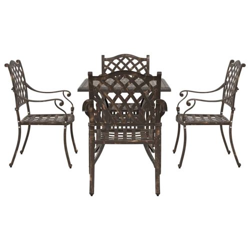 Комплект градинска маса 5 pcs Бронзов Лят алуминий