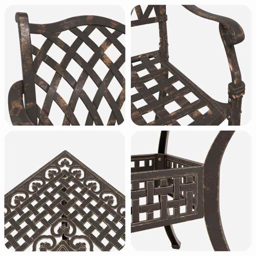 Комплект градинска маса 5 pcs Бронзов Лят алуминий