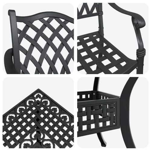 Комплект градинска маса 5 pcs Черно Лят алуминий