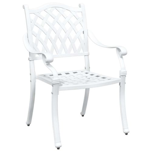 Комплект градинска маса 5 pcs Бяло Лят алуминий