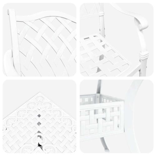 Комплект градинска маса 5 pcs Бяло Лят алуминий