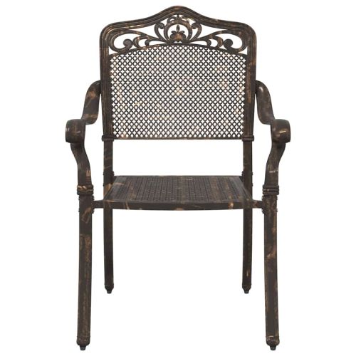 Комплект градинска маса 3 pcs Бронзов Лят алуминий