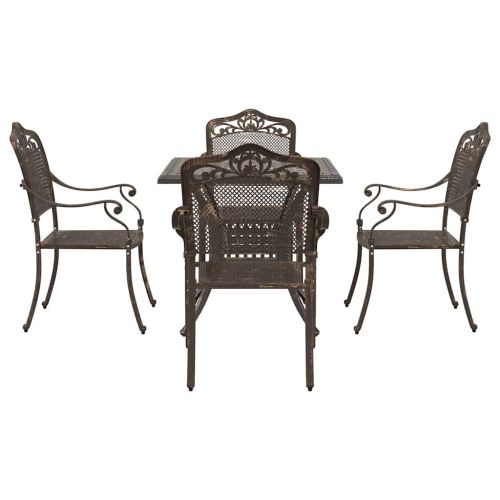 Комплект градинска маса 5 pcs Бронзов Лят алуминий