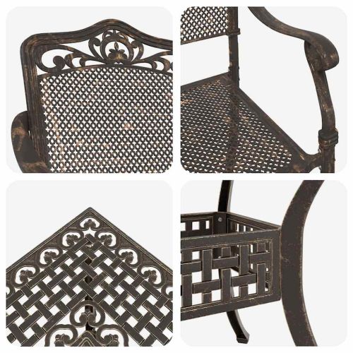 Комплект градинска маса 5 pcs Бронзов Лят алуминий