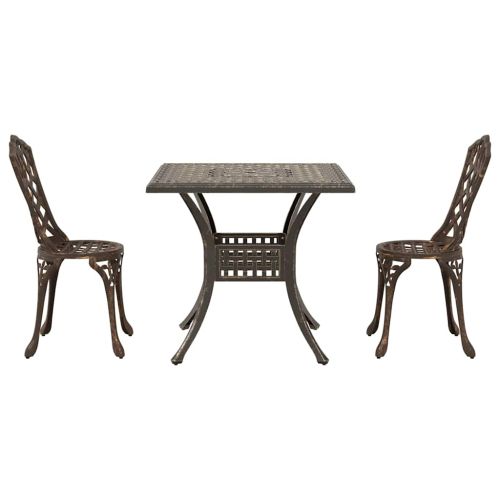 Комплект градинска маса 3 pcs Бронзов Лят алуминий