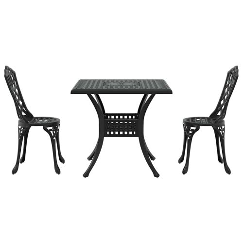 Комплект градинска маса 3 pcs Черно Лят алуминий