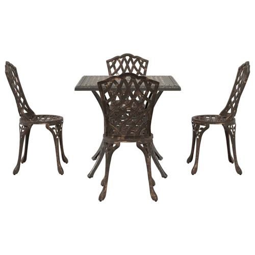 Комплект градинска маса 5 pcs Бронзов Лят алуминий