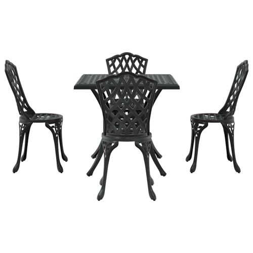 Комплект градинска маса 5 pcs Черно Лят алуминий