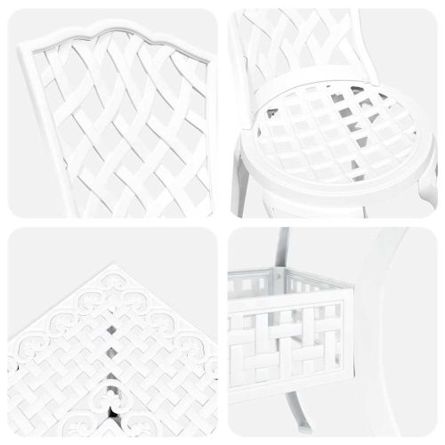 Комплект градинска маса 5 pcs Бяло Лят алуминий