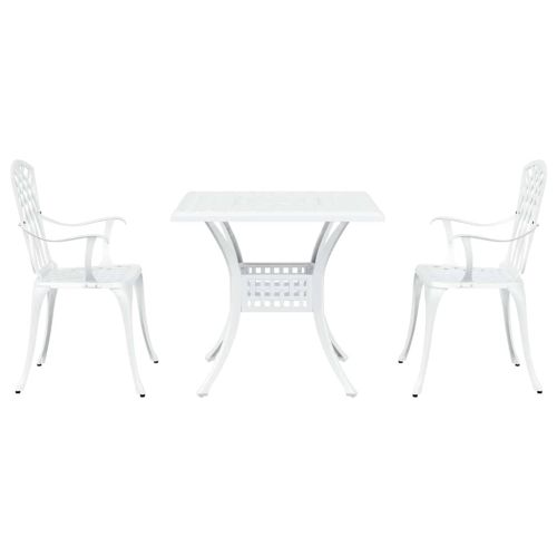 Комплект градинска маса 3 pcs Бяло Лят алуминий