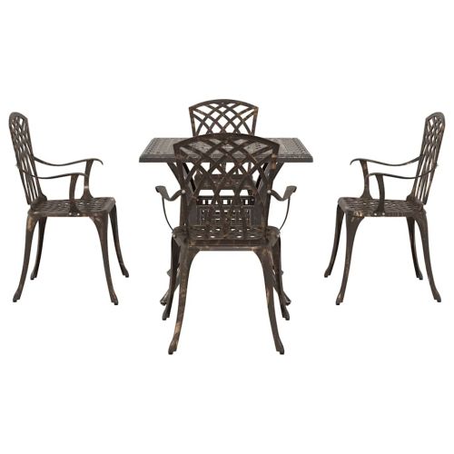 Комплект градинска маса 5 pcs Бронзов Лят алуминий