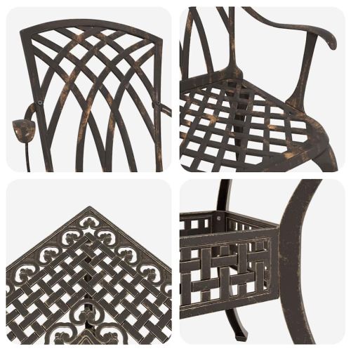 Комплект градинска маса 5 pcs Бронзов Лят алуминий