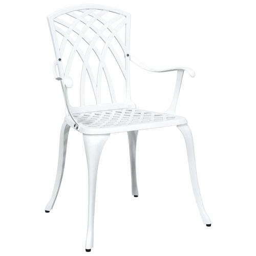 Комплект градинска маса 5 pcs Бяло Лят алуминий