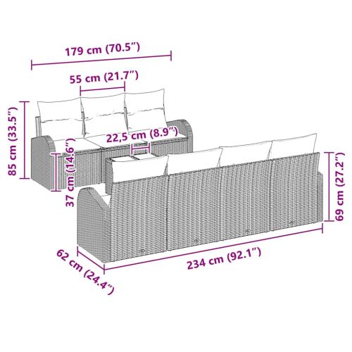 Градински Софа Комплект Бежово 55 x 55 x 37 см полиратан