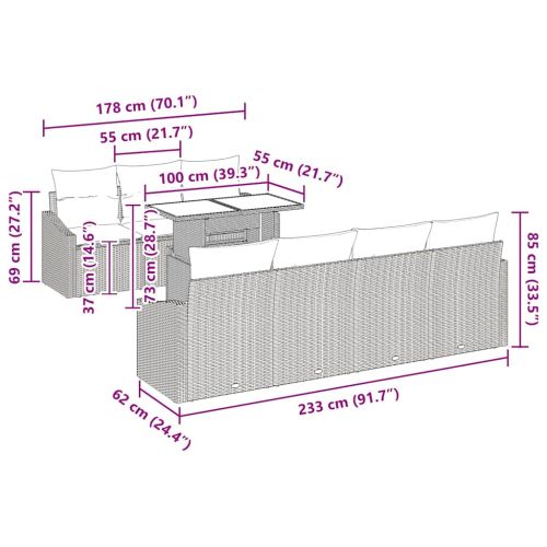 Градински Софа Комплект 8 pcs Бежов и кремав полиратан