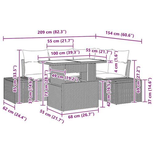 Градински Софа Комплект 5 pcs Бежов и кремав полиратан